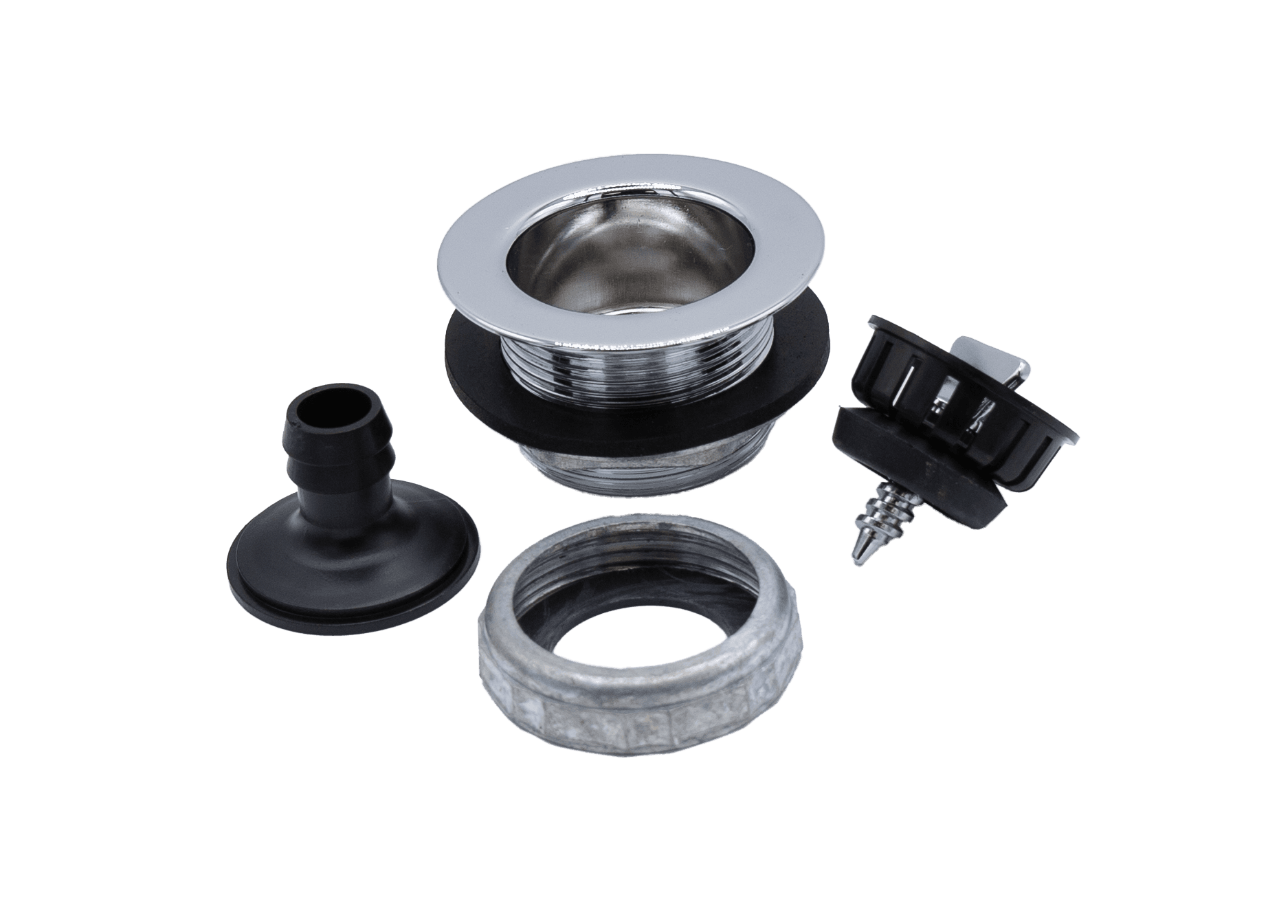 Strainer w/Threaded Basket, tail flange, slip nut, locknut, rubber washer photo 1